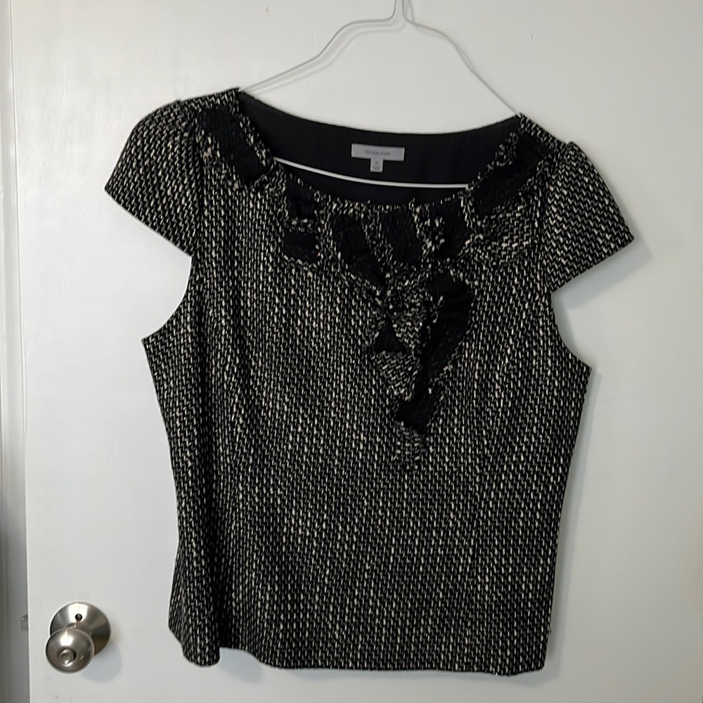 Beautiful black tweed top - cap sleeves